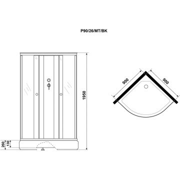 Душевая кабина Niagara (Ниагара) Promo 900х900х1950 мм, средний поддон, без крыши P90/26/MT/BK