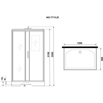 Душевая кабина Niagara Lux 1200х900х2150 мм, низкий поддон NG-7711WL