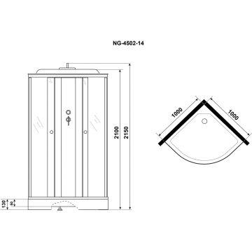 Душевая кабина Niagara Eco 1000х1000х2150 мм, низкий поддон E100/13/TN