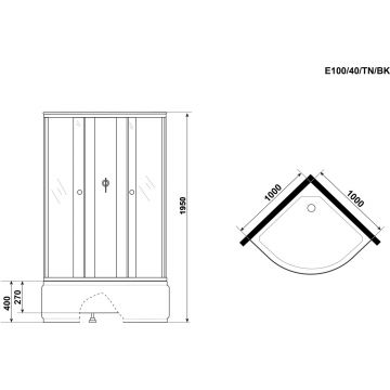 Душевая кабина Niagara (Ниагара) Eco 1000х1000х1950 мм, высокий поддон, без крыши E100/40/TN/BK