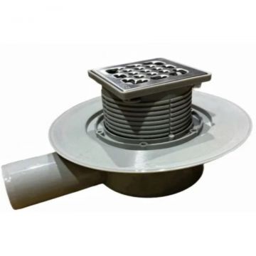 Трап для душевой Tim с сухим затвором 10х10 см угловой (горизонтальный) выпуск (BAD661002)