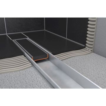 Душевой лоток с решеткой Tim (Тим) под кладку плитки защита от запаха (сухой+гидрозатвор) 70х1000 мм (BAD4510002)