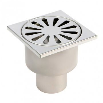 Трап для душа Tim из нержавеющей стали SUS304 с вертикальным выпуском 100×100 мм (BAD021001)