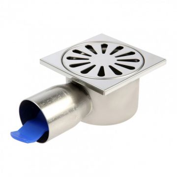 Трап для душа Tim из нержавеющей стали SUS304 с горизонтальным выпуском 100х100 мм (BAD021002)