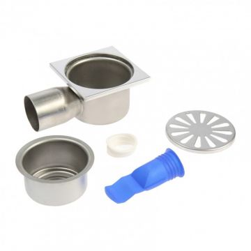 Трап для душа Tim из нержавеющей стали SUS304 с горизонтальным выпуском 100х100 мм (BAD021002)