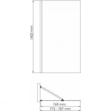 Стеклянная шторка на ванну Wasserkraft (Васеркрафт) Aisch 55P01-80 Fixed