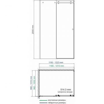 Душевой уголок Wasserkraft (Васеркрафт) Vils 1200х1000 мм (габариты площадки) 56R10