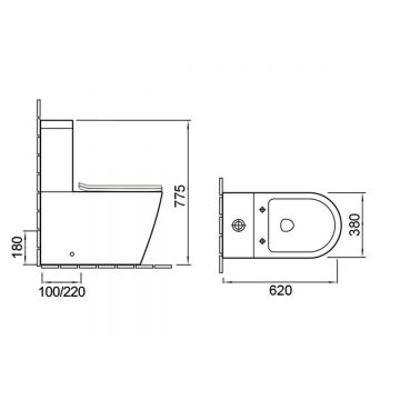 Чаша унитаза напольного Vincea (Винчея) Piatti VT2B-11 цвет белый, без бачка, ультратонкое ситденье soft close, P-trap