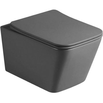 Унитаз подвесной Vincea (Винчея) Q-Line VT1-12MA безободковый, цвет антрацит матовый, ультратонкое soft close сиденье
