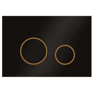 Кнопка смыва Veconi Round Design VFRD004BLG цвет черный, кайма матовое золото
