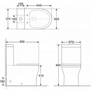 Чаша унитаза BelBagno (Бельбагно) Ancona, полное примыкание к стене, без крышки и сидушки P-trap BB1224CPR-P