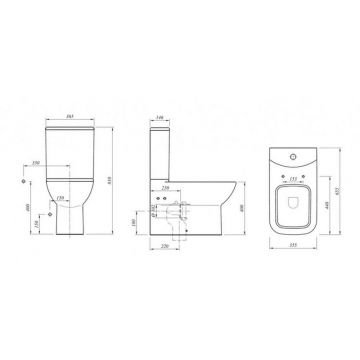 Унитаз напольный Kale (Кале) Babel в комплекте с бачком, с тонким сиденьем микролифт с арматурой, пристенный, белый 310200100022 (71110343000) + 310200400106 + 31020070003