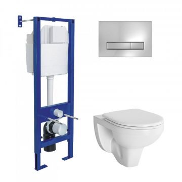 Комплект BERGES (Бергес): инсталляция Atom Line кн. хром глянец, унитаз подвес. Gamma с сид. полипропилен c микролифтом