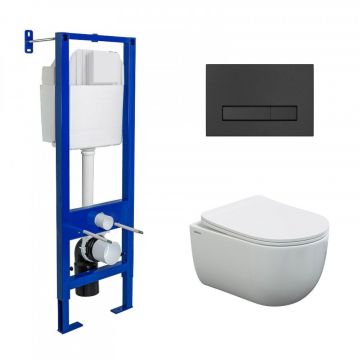 Комплект BERGES (Бергес): инсталляция Atom Line 410 кнопка черная SoftTouch, унитаз Ventas, сиденье дюр. Ventas Slim SO