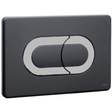 Кнопка смыва пневматическая двойная Oli (Оли) Salina, пластик, черный, хром матовый 640099