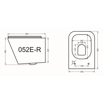 Унитаз подвесной Ottimo безободковый 052E-R Белый сиденье дюропласт с микролифтом