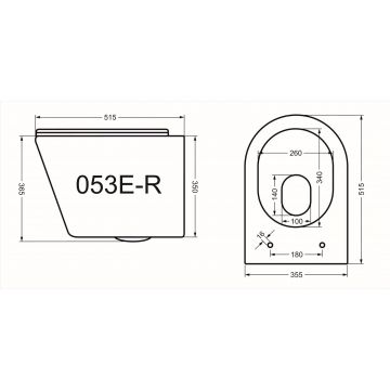 Унитаз подвесной Ottimo безободковый 053E-R Белый сиденье дюропласт с микролифтом