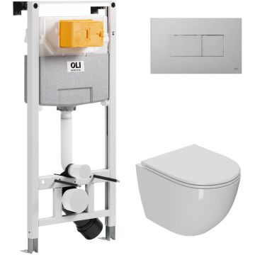 Комплект инсталляции Oli 120 ECO Sanitarblock pneumatic+Панель Karisma, хр. мат. + Унитаз Point Афина PN41041