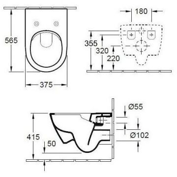 Унитаз Villeroy and Boch (Виллерой энд Боч) Subway 2.0 безободковый покрытие CeramicPlus альпийский белый (с сидушкой и без бачка) 5614R2R1