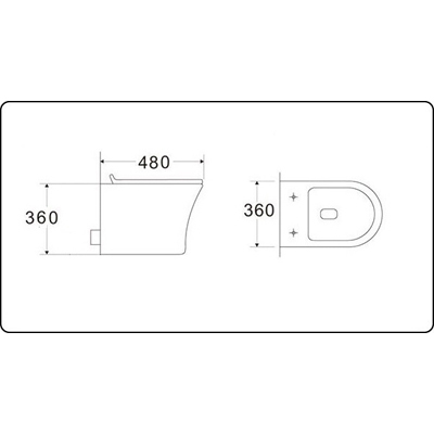 Унитаз подвесной Ceramalux (Керамалюкс) безободковый с ультратонкой быстросъемной крышкой с сиденьем Белый 2617E
