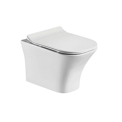 Унитаз подвесной Ceramalux (Керамалюкс) безободковый с ультратонкой быстросъемной крышкой с сиденьем Белый 2615E