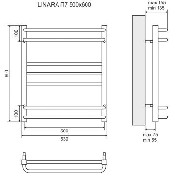 Полотенцесушитель электрический Lemark Linara LM04607E П7 500x600, левый/правый