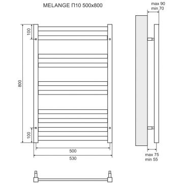 Полотенцесушитель электрический Lemark Melange LM49810EW П10 500x800, левый/правый, белый