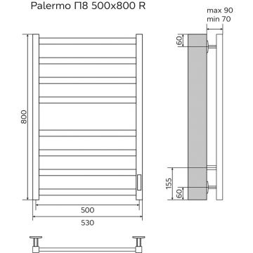 Полотенцесушитель электрический Azario Palermo AZ83858W белый, 8 секций 800х530 мм