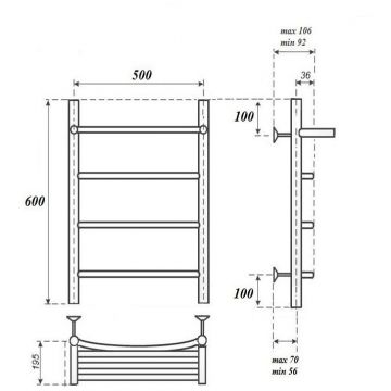 Полотенцесушитель электрический Point (Пойнт) Афина PN04156PE П3 500x600 с полкой левый/правый, хром