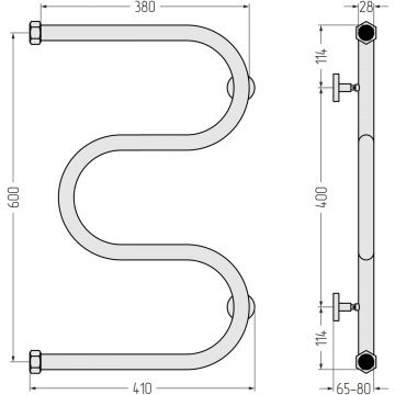 Полотенцесушитель водяной Сунержа (Sunerga) М-образный 600х400 темный титан муар 15-0007-6040