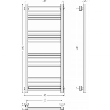 Полотенцесушитель водяной Сунержа Модус PRO 1000х400 Без покрытия 00-0450-1040