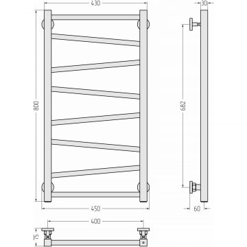 Полотенцесушитель водяной Сунержа (Sunerga) Сирокко 800х400 Без покрытия 00-0253-8040