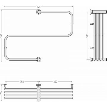 Полотенцесушитель водяной Сунержа (Sunerga) Фабула 500х700 Без покрытия 00-0125-5070
