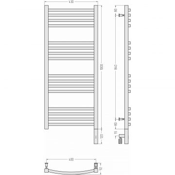 Полотенцесушитель электрический Сунержа Аркус 3.0 1000х400 МЭМ правый Без покрытия 00-5705-1040