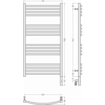 Полотенцесушитель электрический Сунержа Аркус 3.0 1000х500 МЭМ правый Без покрытия 00-5705-1050