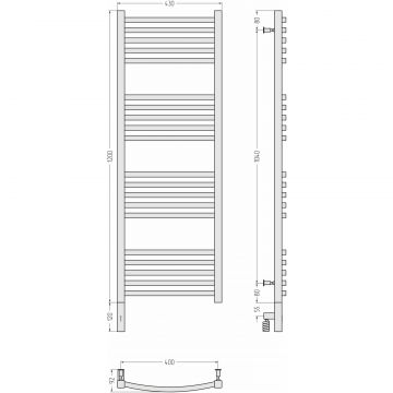 Полотенцесушитель электрический Сунержа Аркус 3.0 1200х400 МЭМ левый Без покрытия 00-5704-1240