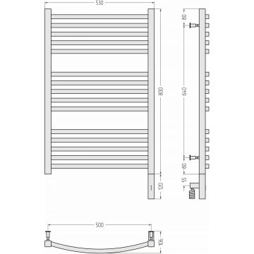 Полотенцесушитель электрический Сунержа Аркус 3.0 800х500 МЭМ правый Без покрытия 00-5705-8050