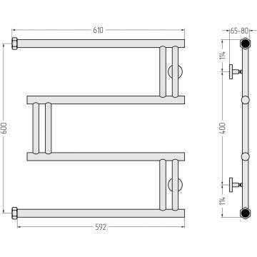 Полотенцесушитель водяной Сунержа (Sunerga) High-Tech model ″M″ 600х600 Без покрытия 00-0050-6060