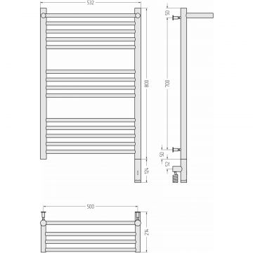 Полотенцесушитель электрический Сунержа (Sunerga) Богема с полкой 3.0 800х500 / МЭМ правый Матовый черный 31-5807-8050