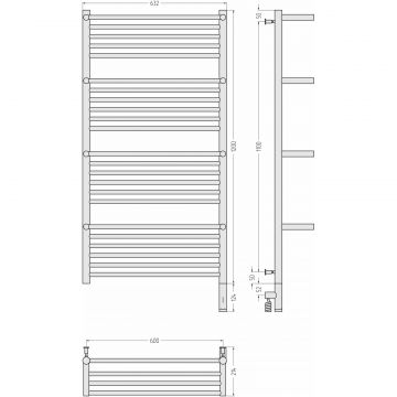 Полотенцесушитель электрический Сунержа (Sunerga) Богема с 4 полками 3.0 1200х600 / МЭМ правый Без покрытия 00-5809-1260