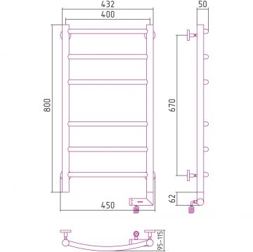 Полотенцесушитель электрический Сунержа (Sunerga) Галант 2.0 800х400 МЭМ правый Матовый белый 30-5201-8040