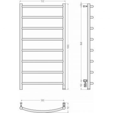 Полотенцесушитель электрический Сунержа (Sunerga) Галант 4.0 1000х500 МЭМ правый Сатин 071-0831-1050