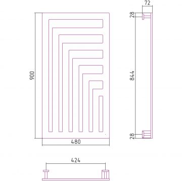 Полотенцесушитель электрический Сунержа (Sunerga) Космополит-1 900х480 Алюминий 70-0861-9048