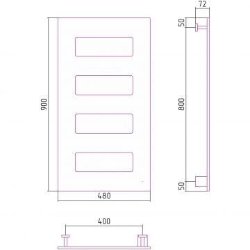 Полотенцесушитель электрический Сунержа (Sunerga) Космополит 900х480 Алюминий 70-0860-9048
