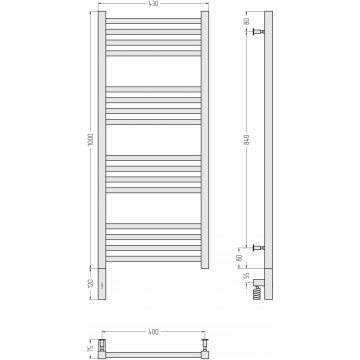 Полотенцесушитель электрический Сунержа (Sunerga) Модус 3.0 1000х400 МЭМ левый Матовый черный 31-5700-1040