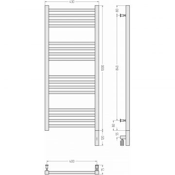Полотенцесушитель электрический Сунержа Модус 3.0 1000х400 МЭМ правый Без покрытия 00-5701-1040