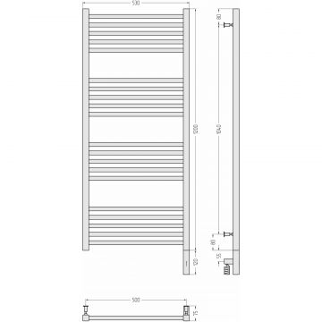 Полотенцесушитель электрический Сунержа Модус 3.0 1200х500 МЭМ правый Без покрытия 00-5701-1250