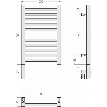 Полотенцесушитель электрический Сунержа Модус 3.0 500x300 МЭМ левый Без покрытия 00-5700-5030