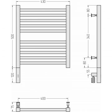 Полотенцесушитель электрический Сунержа (Sunerga) Модус 3.0 500x400 МЭМ левый Без покрытия 00-5700-5040