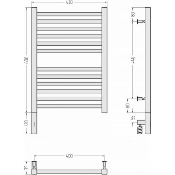 Полотенцесушитель электрический Сунержа Модус 3.0 600х400 МЭМ левый Без покрытия 00-5700-6040